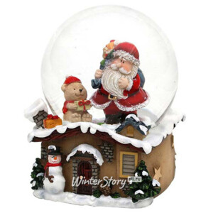 Снежный шар Санта с медвежонком, 9*7 см (Sigro)