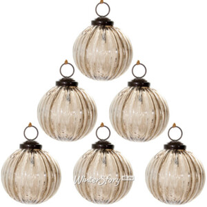 Набор винтажных шаров Кристальная Дымка 7 см, 5 шт, стекло уцененный (ShiShi)