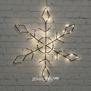 Светодиодная снежинка Кастеллано 41 см черная на батарейках, 65 теплых белых LED ламп, IP20 (Peha)