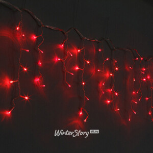 Гирлянда для дома Сосульки 3*0.4 м, 120 красных LED ламп, прозрачный ПВХ, соединяемая (Царь Елка)