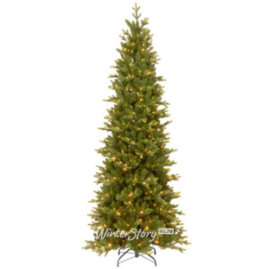 Искусственная стройная елка с гирляндой Каррингтон 228 см, 400 теплых белых LED ламп, ЛИТАЯ + ПВХ (National Tree Company)