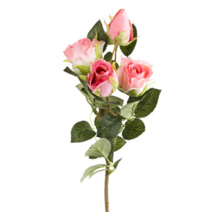 Цветок искусственный (на ножке) "Роза кустовая розовая" h=44см. (min48) (транспортная упаковка) (арт. 7820188)