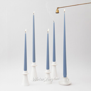 Высокая свеча 40 см Андреа Velvet серо-голубая (Winter Deco)