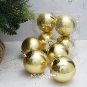 Набор пластиковых глянцевых шаров 10 см золотой, 4 шт, Winter Decoration (Winter Deco)