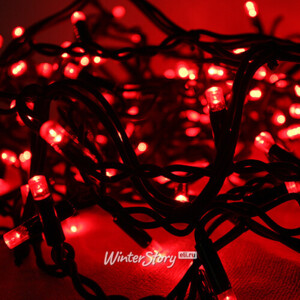 Гирлянда светодиодная уличная 24V Legoled 100 красных LED ламп 10 м, мерцание, черный КАУЧУК, соединяемая, IP44 (BEAUTY LED)