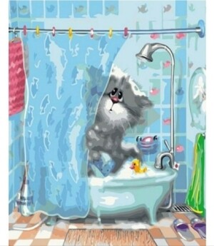 Картина по номерам 40*50см  арт. Кот в ванной