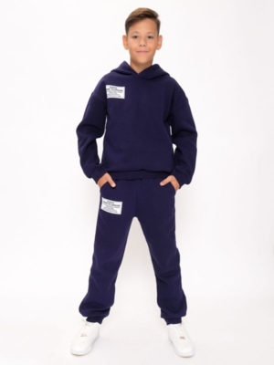 Комплект для мальчика (худи и штаны) с НАЧЕСОМ BK1512KP темно-синий