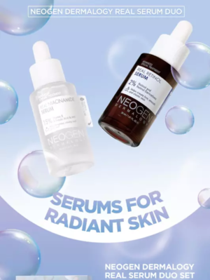 Набор сывороток ретинол и ниацинамид 15% NEOGEN DERMALOGY NIACINAMIDE 15% RETIONOL SERUM DUO SET Real Retinol Serum (30ml)  + Real Niacinamide 15% Serum (30ml)  Plus mini serums  Retinol 10ml  and Niacinamide 10ml