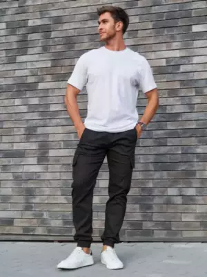 РАСПРОДАЖА_Брюки джоггеры "Стоун"_М260/черный