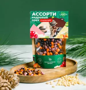 Ядро кедрового ореха в шоколаде АССОРТИ / дой пак / 50 г / LARCH