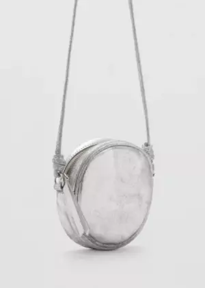 Ledertasche mit Metallic-Effekt Silber