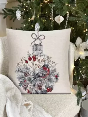 Снегири Новогодний шар Наволочка 45х45 см 2100123