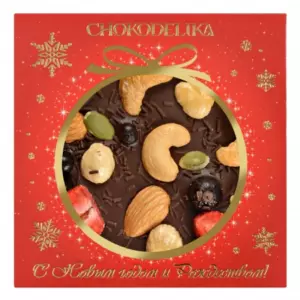 Шоколад темный с украшением ""Клубника, миндаль, фундук"" 75 г, в блистере ()