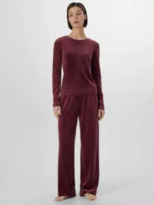 Комплект домашний женский велюровый бордовый