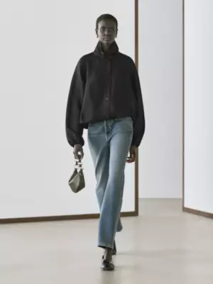 Bomberjacke aus Leinen und Seide SCHWARZ