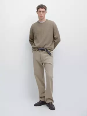 Strickpullover aus Baumwolle mit Zopfmuster HELLES KHAKI