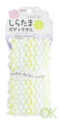 214346 Массажная мочалка для тела AISEN "Whipped Color Shiratama", мягкая, лайм и лимон, 20 х 100 см